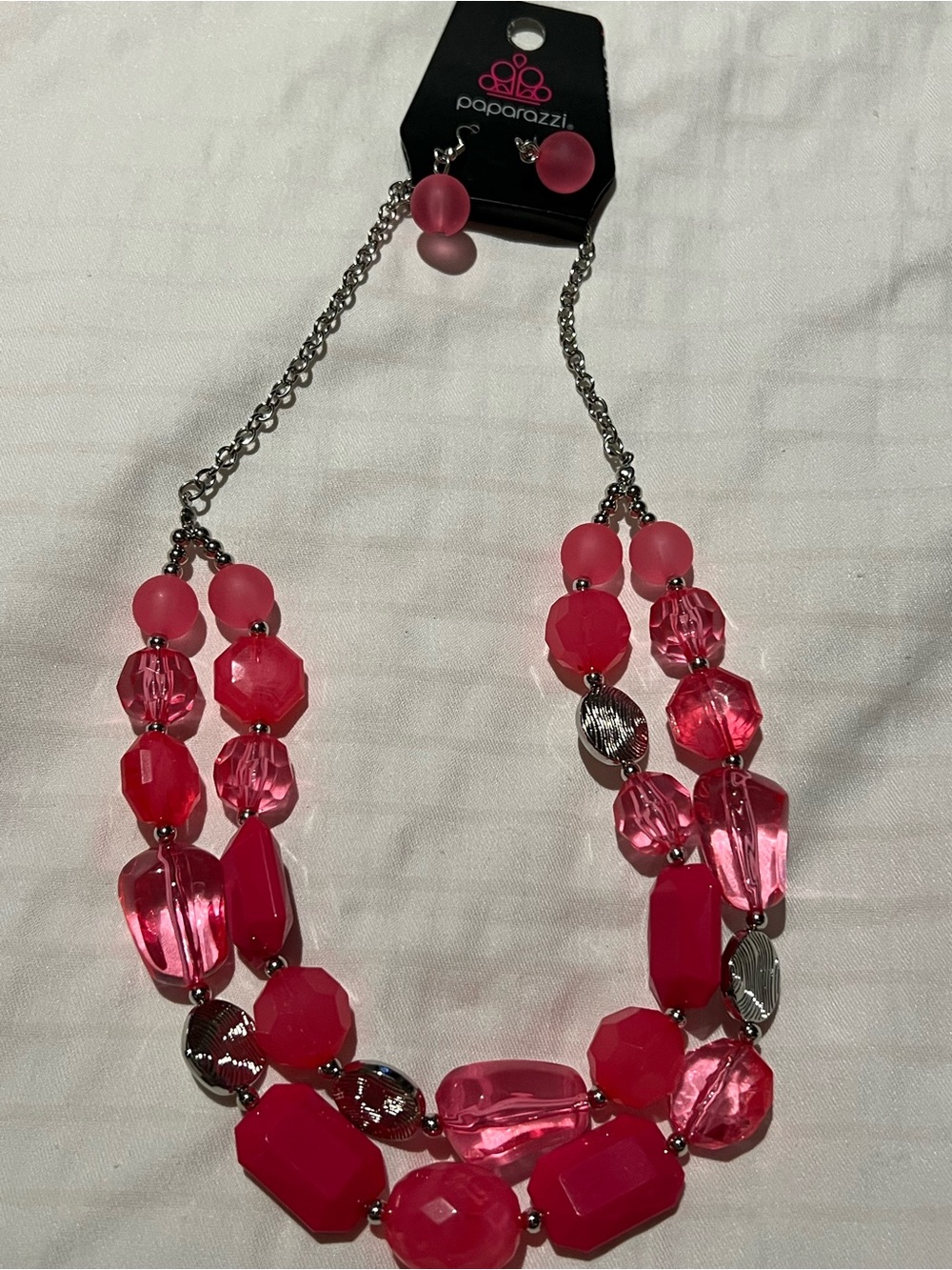 paparazzi Hot Pink Layered Beaded Necklace